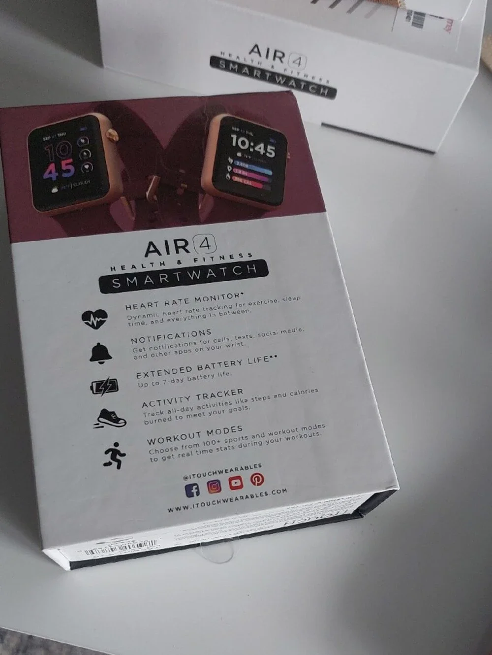 Air 4 Smartwatch - Rose Gold Case with Burgundy Band